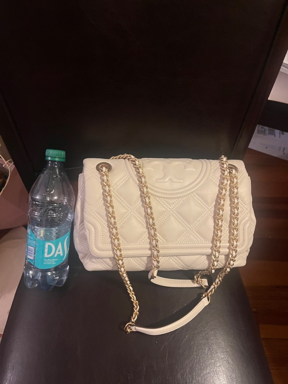 Tory Burch soft Fleming Quilted Chain-Handle Shoulder Bag in cream